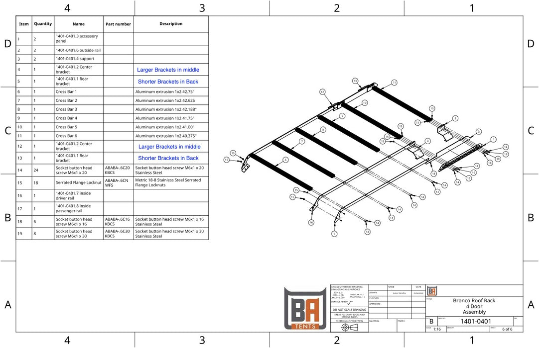 Badass - 2021-22 Ford Bronco Full Size Roof Rack for Hardtop