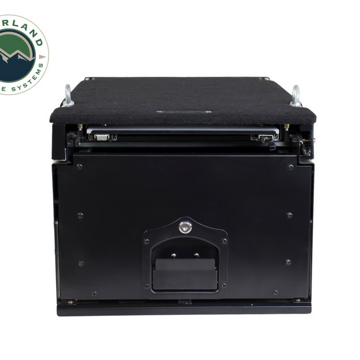 OVS Cargo Box With Slide Out Drawer & Working Station Size - Black Powder Coat