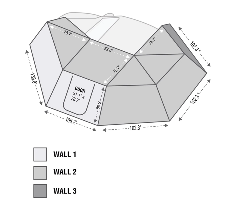 OVS Nomadic Awning 270 - Side Wall 1 - Dark Gray - Driver Side