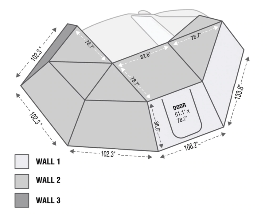 OVS Nomadic Awning 270 - Side Wall 2 - Dark Gray With Storage Bag - Passenger