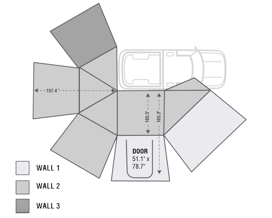 OVS Nomadic Awning 270 - Side Wall 2 - Dark Gray With Storage Bag - Passenger