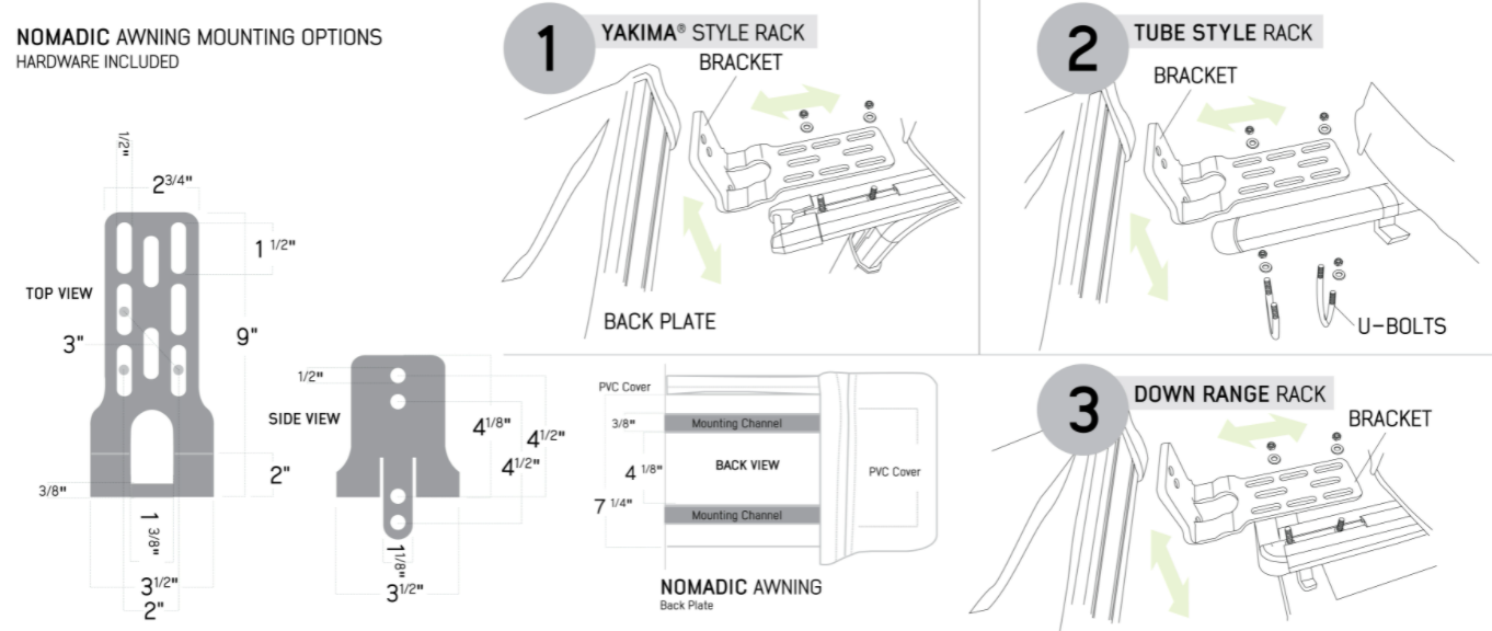 OVS Nomadic LT 270 Awning & Wall 1, 2, & Mounting Brackets - Driver Side