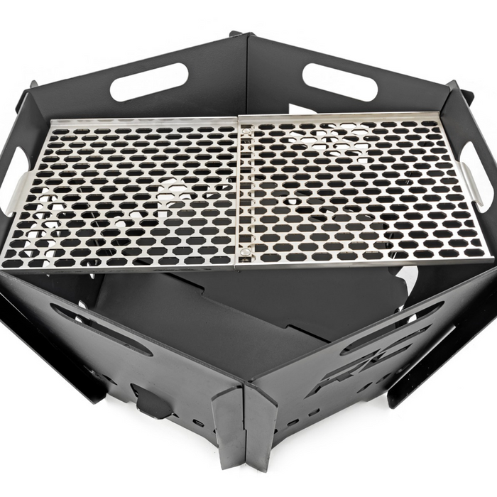 Rough Country Overland Collapsible Fire Pit Stainless Steel Grill Grate