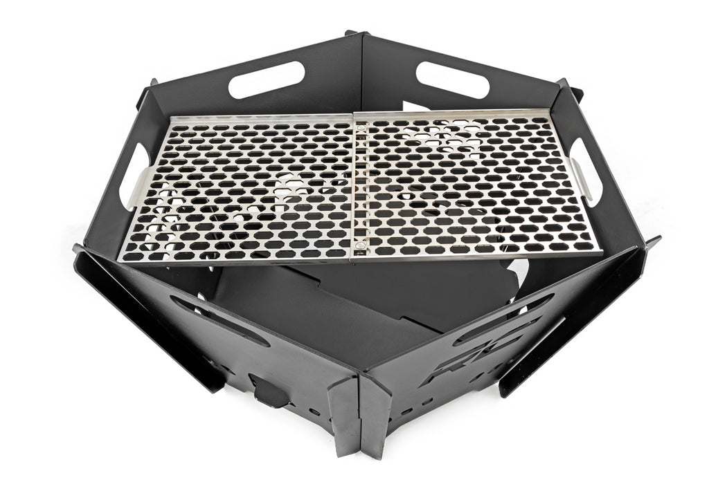 Rough Country Overland Collapsible Fire Pit Stainless Steel Grill Grate